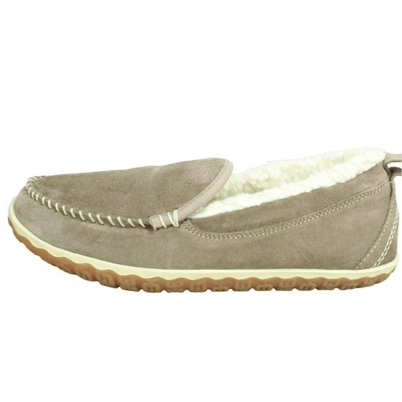 LL Bean Brown Suede Fleece Lined Mountain Moccasin Slippers Size 9 M - Picture 1 of 9